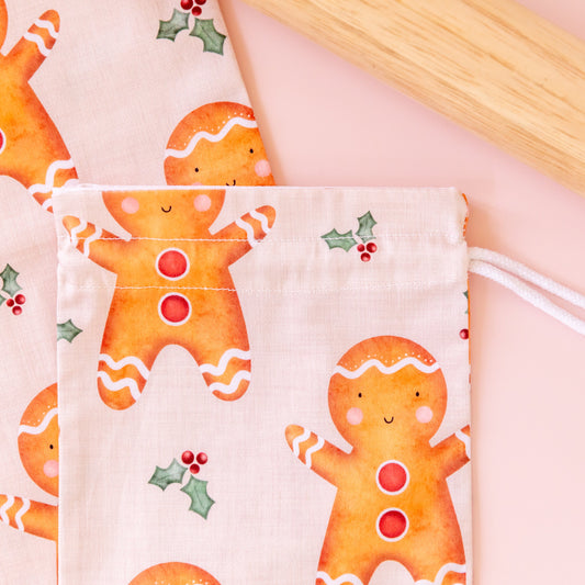 Gingerbread Christmas Fabric Gift Bag