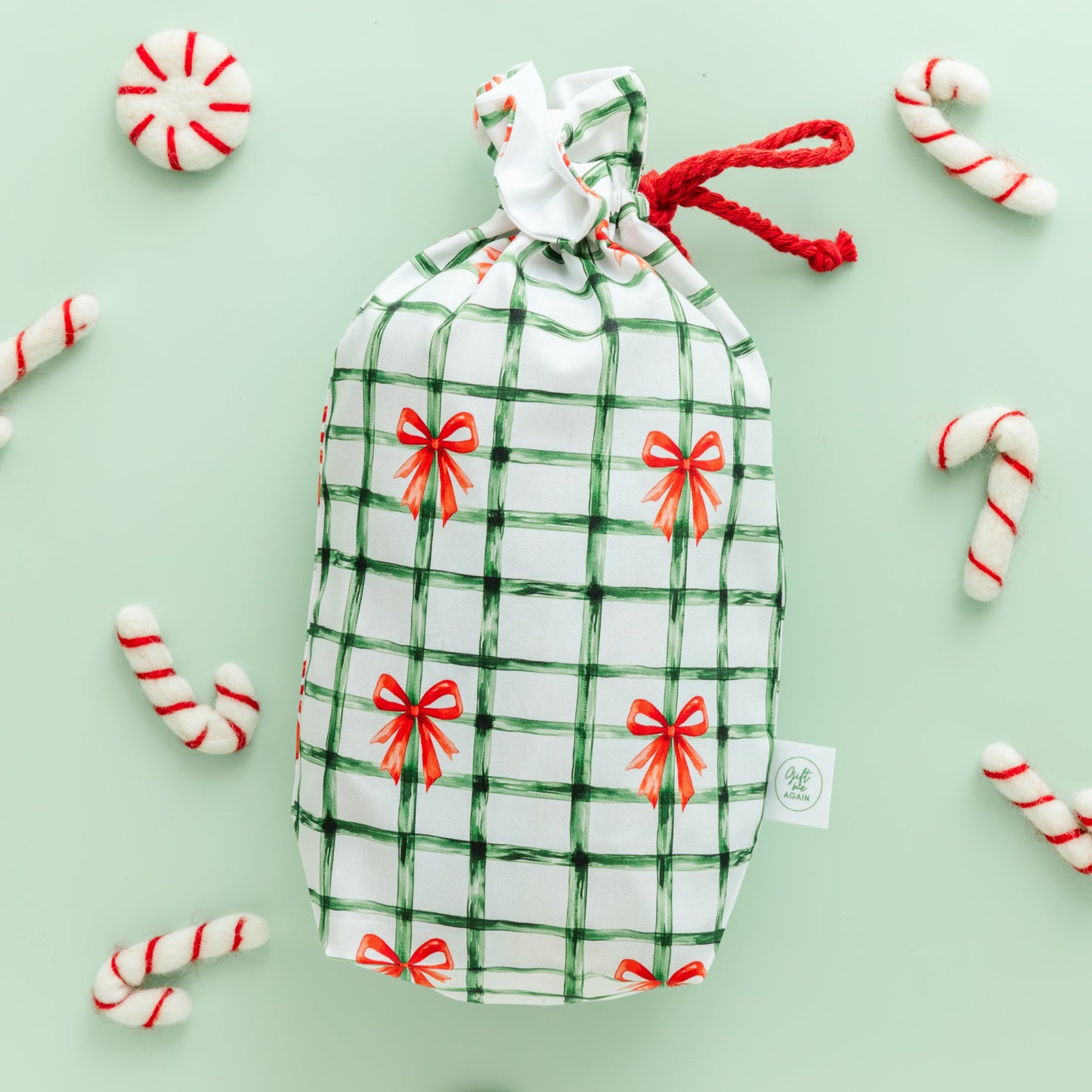 Christmas Bows Fabric Gift Bag