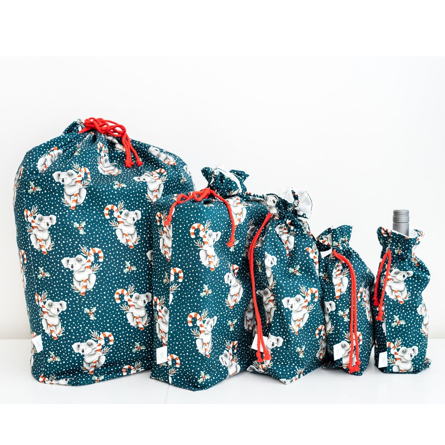 Christmas Koalas fabric gift bag