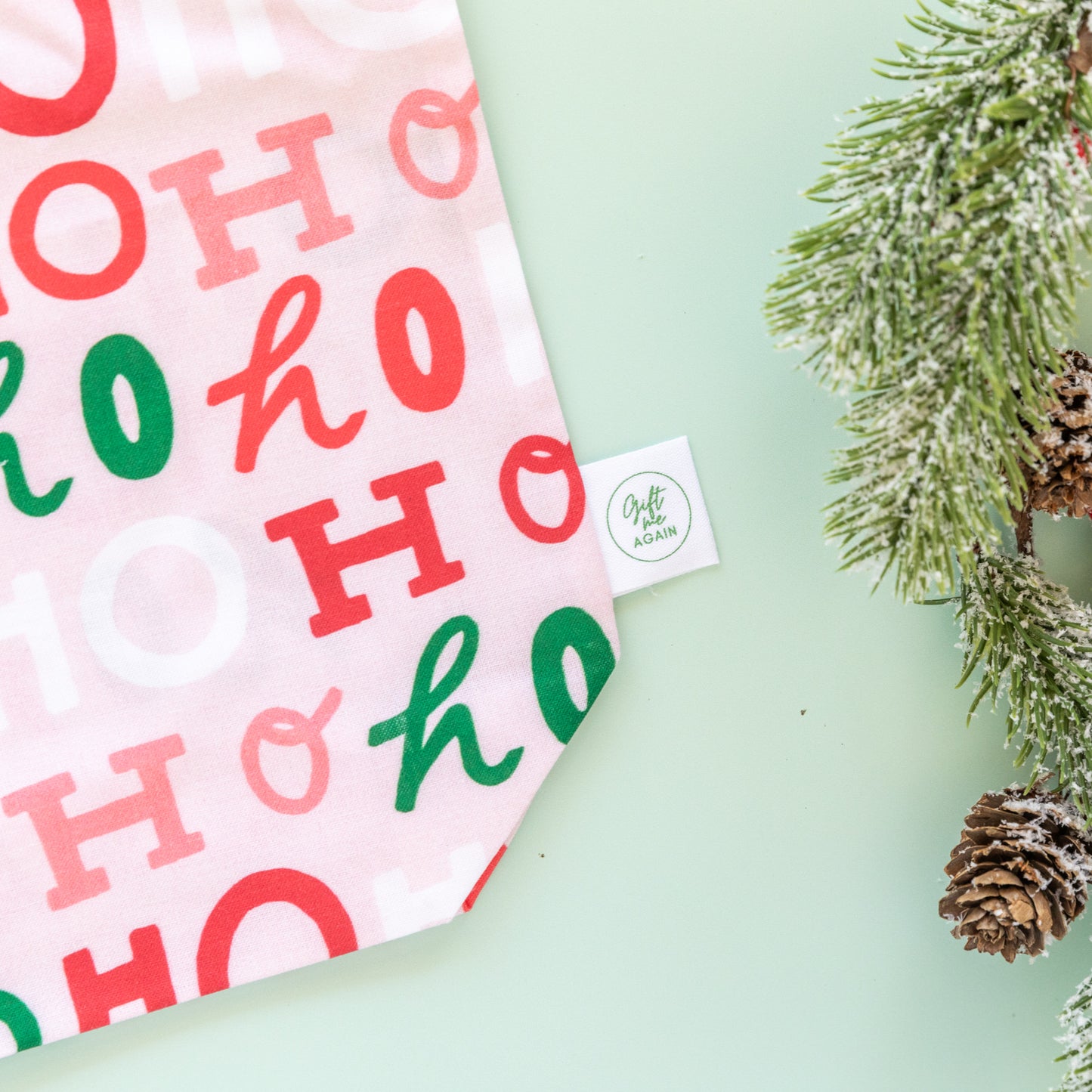 Ho Ho Ho Bold Christmas Fabric Gift Bag