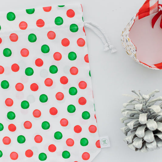 Christmas Spots fabric gift bag