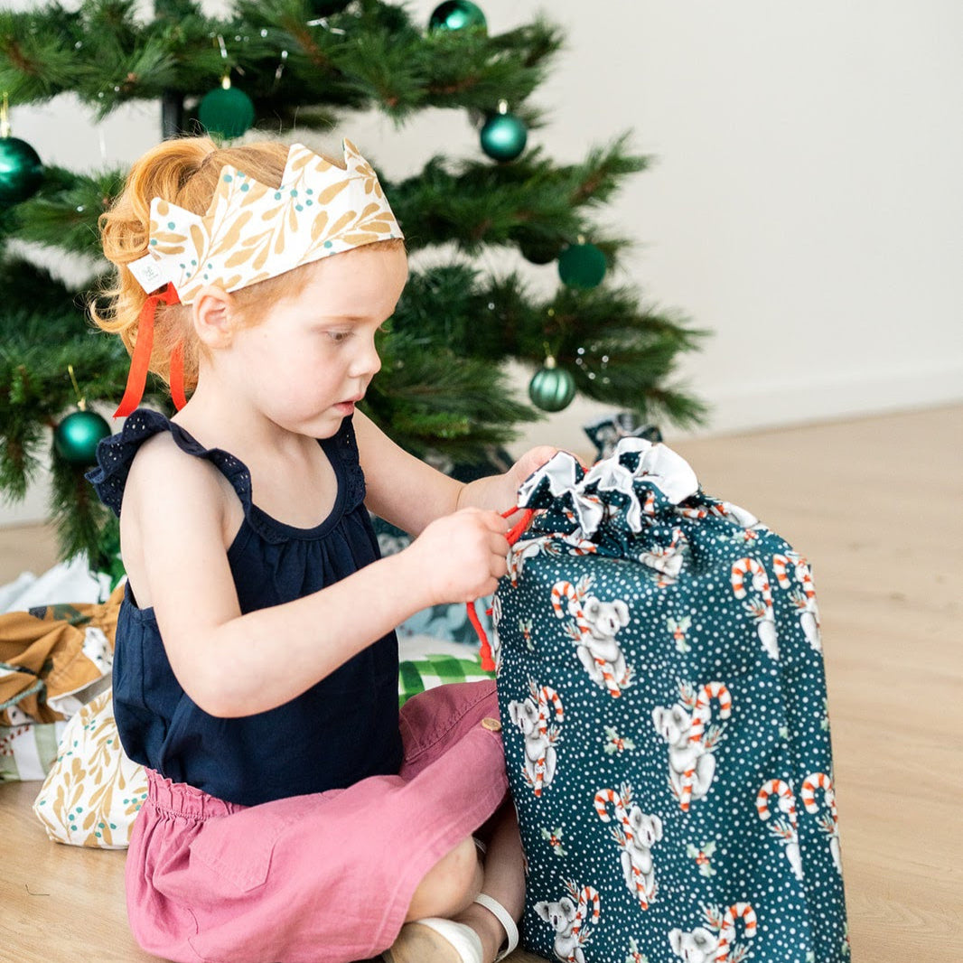 Christmas Koalas fabric gift bag