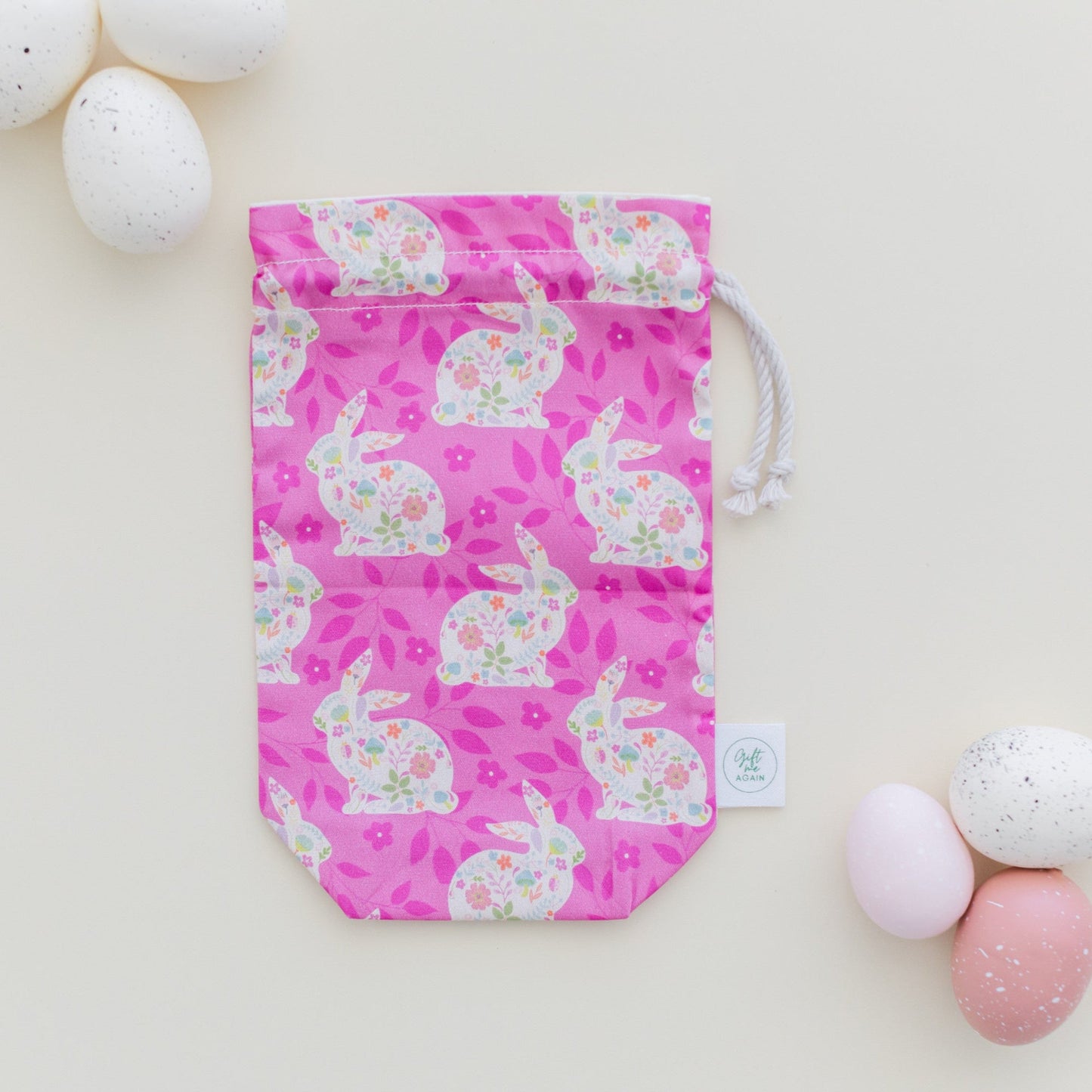 Decoupage Bunnies Easter fabric gift bag