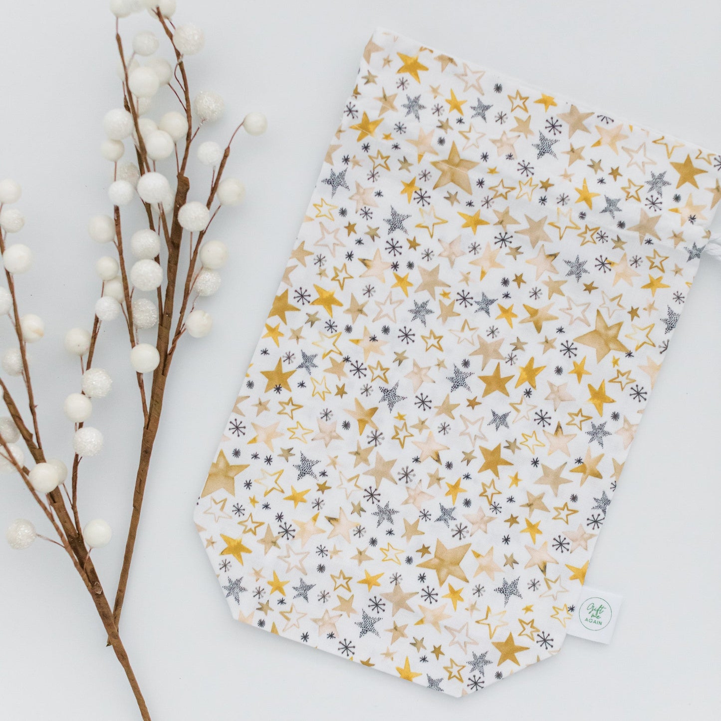 Festive Stars fabric gift bag