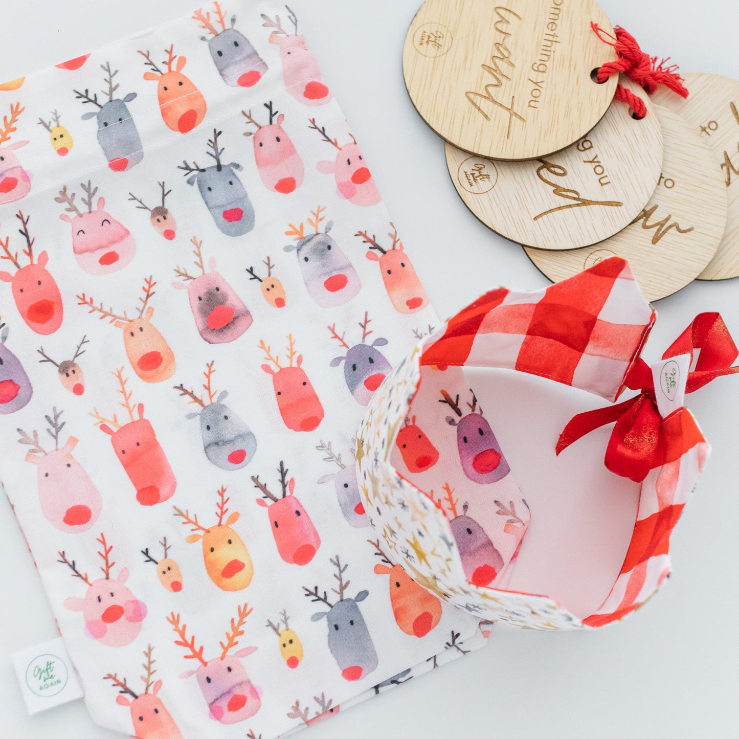 The Reindeers fabric gift bag