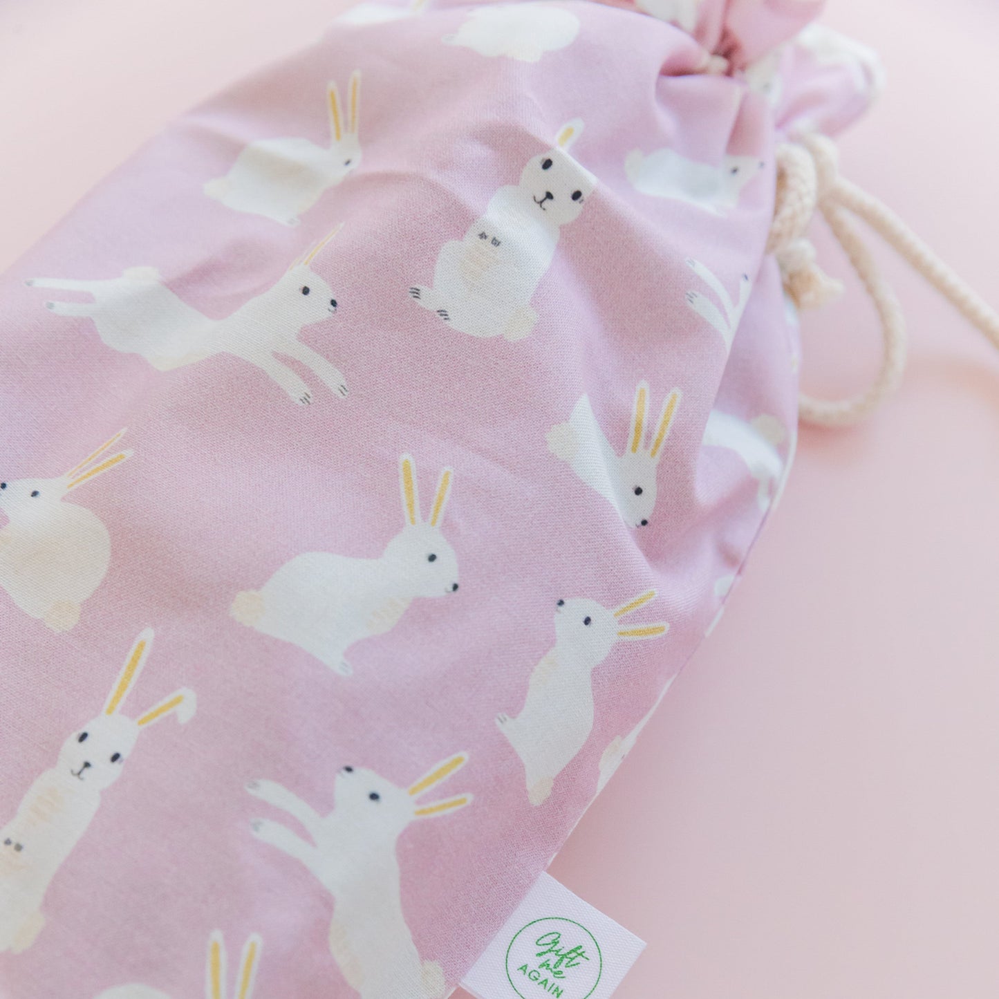 Lilac Bunnies Easter fabric gift bag