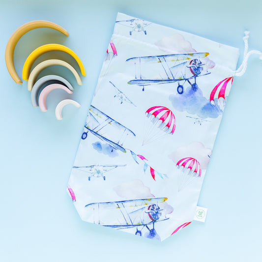 Planes and Parachutes fabric gift bag