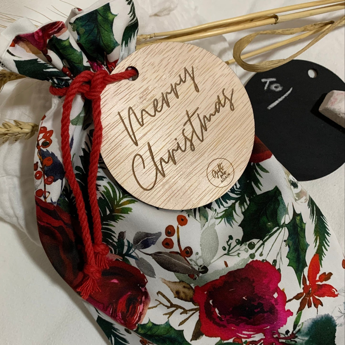 Merry Christmas reusable blackboard gift tag
