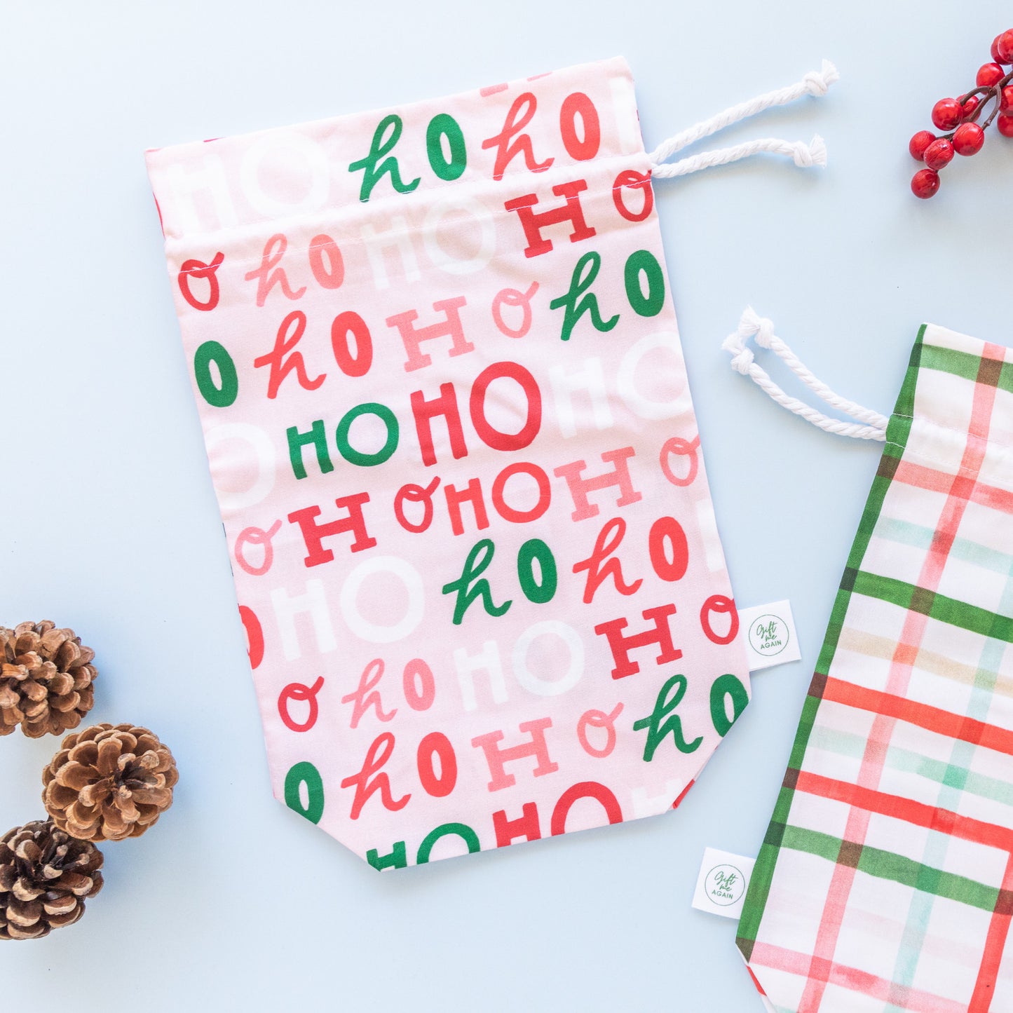 Ho Ho Ho Bold Christmas Fabric Gift Bag