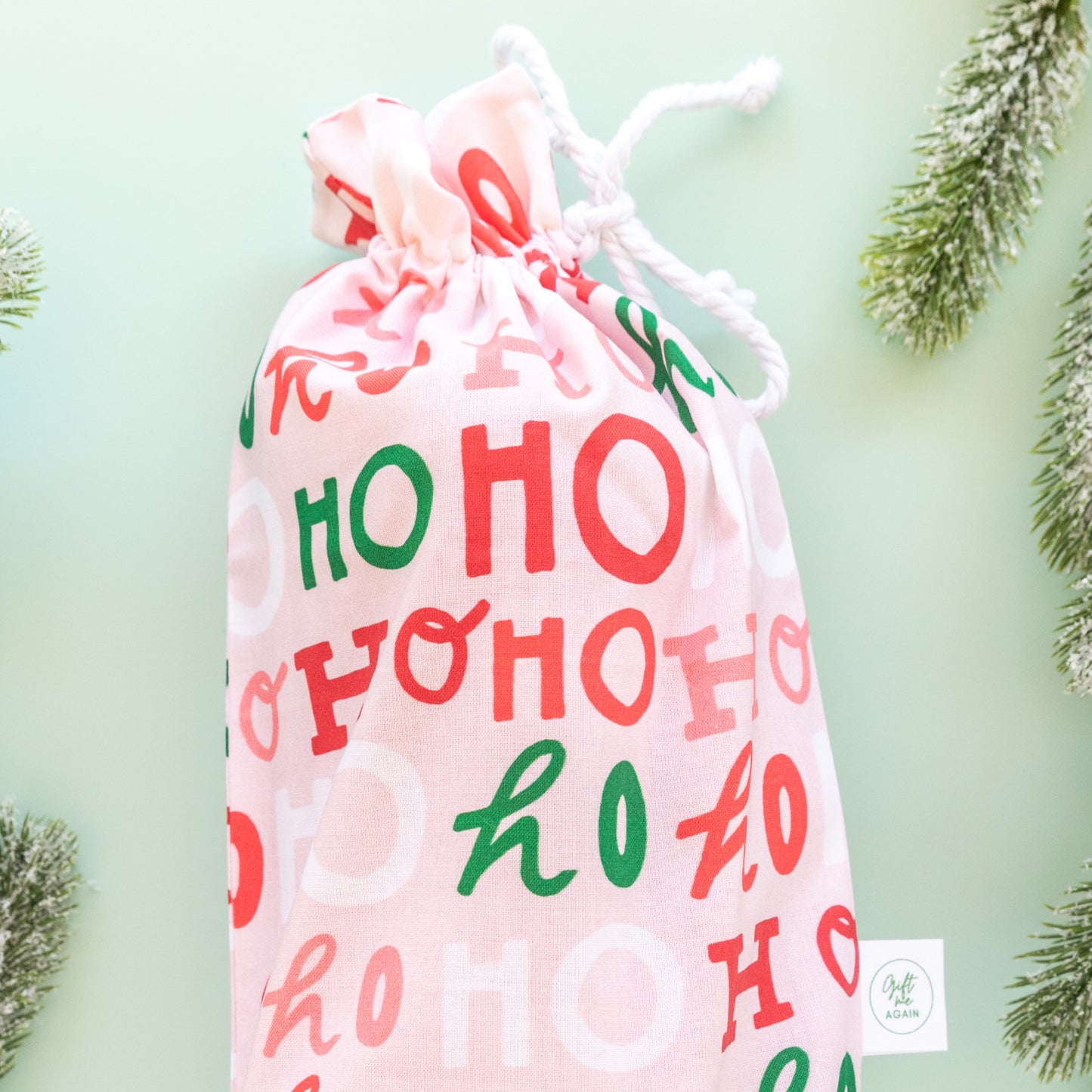 Ho Ho Ho Bold Christmas Fabric Gift Bag