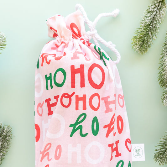 Ho Ho Ho Bold Christmas Fabric Gift Bag
