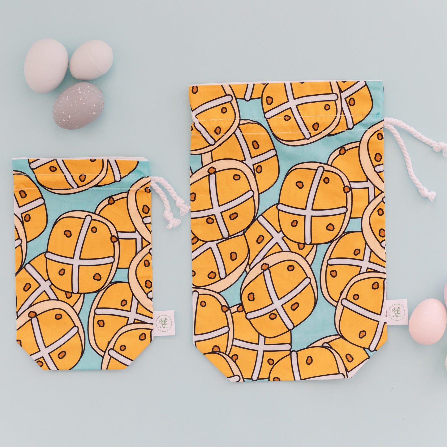 Hot Cross Buns Easter fabric gift bag