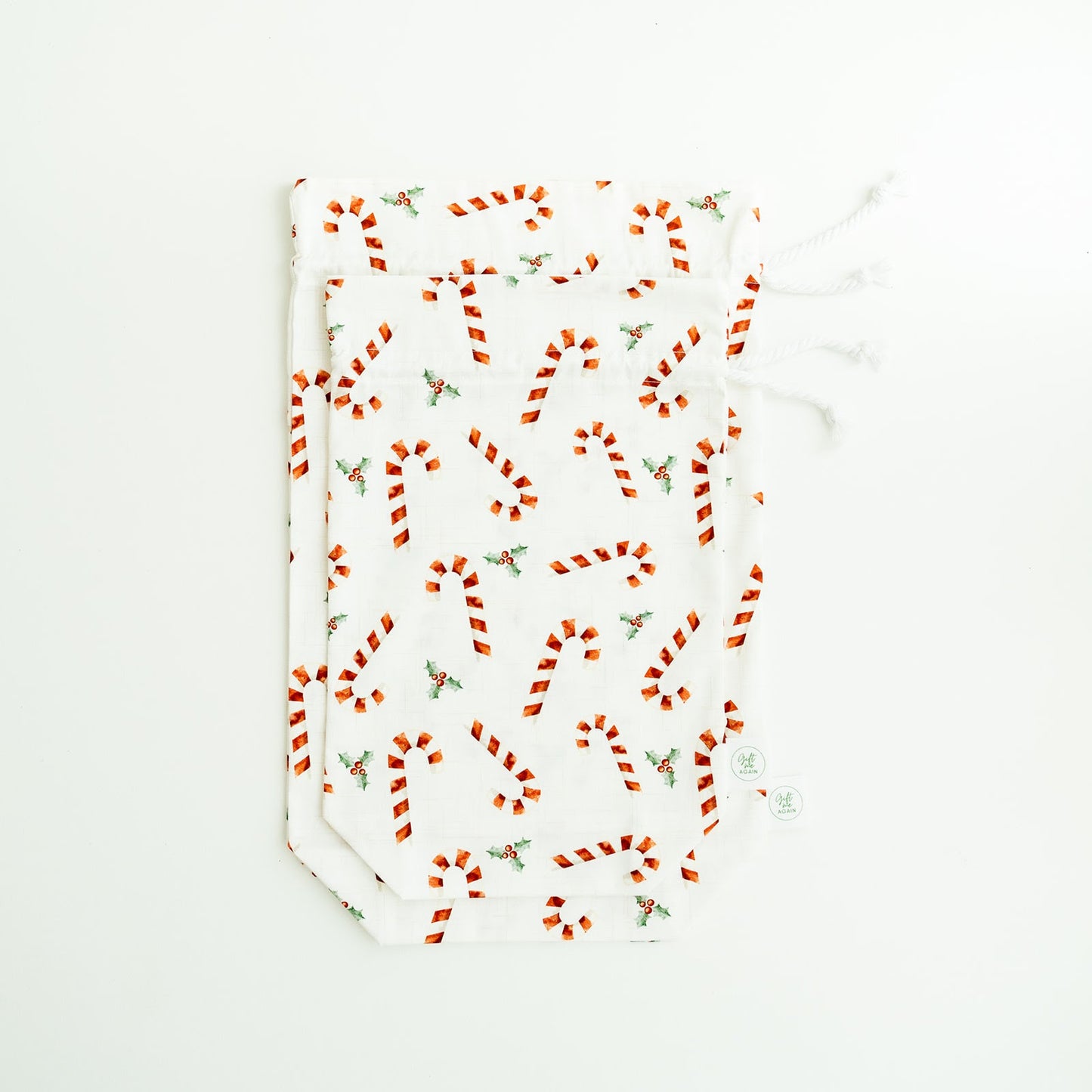 Candy Canes fabric gift bag