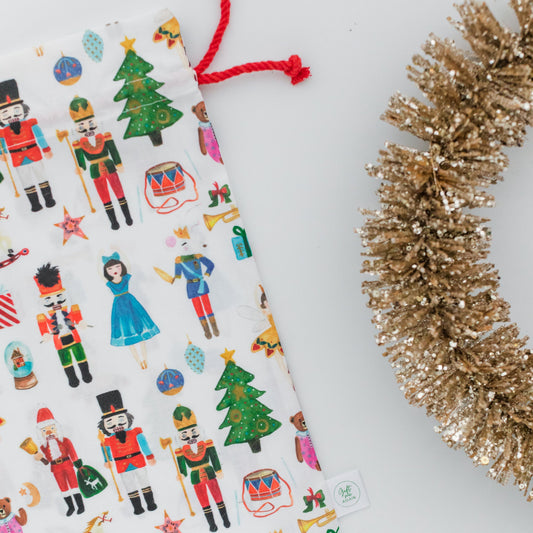 Nutcracker fabric gift bag
