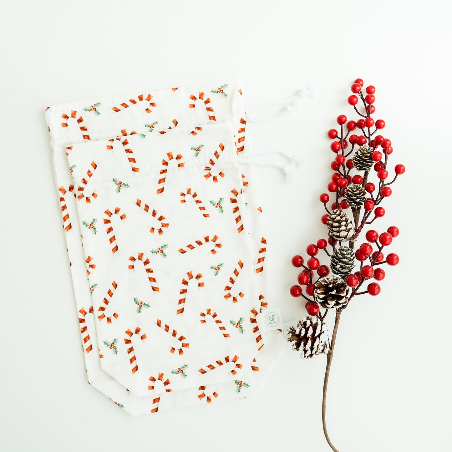 Candy Canes fabric gift bag