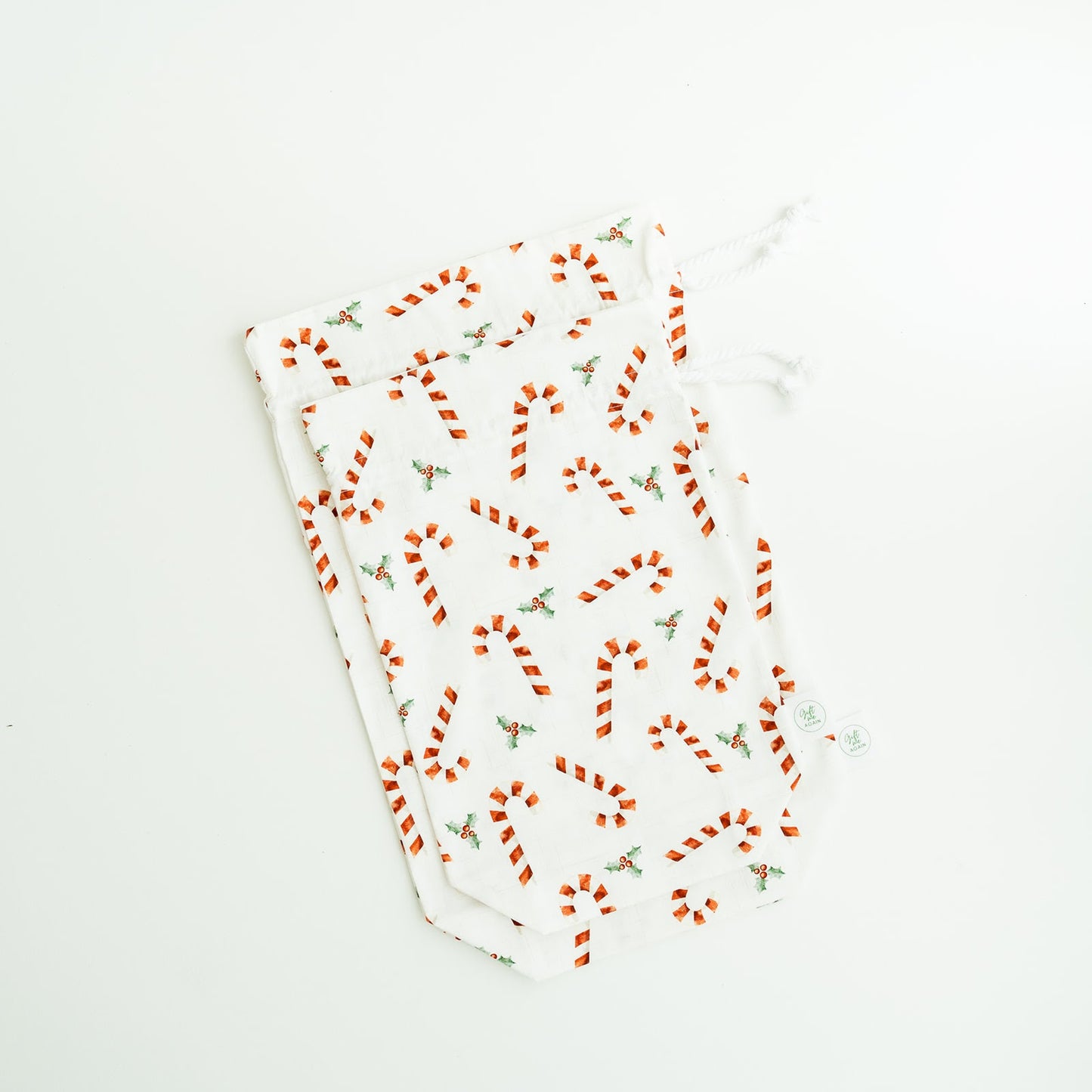 Candy Canes fabric gift bag