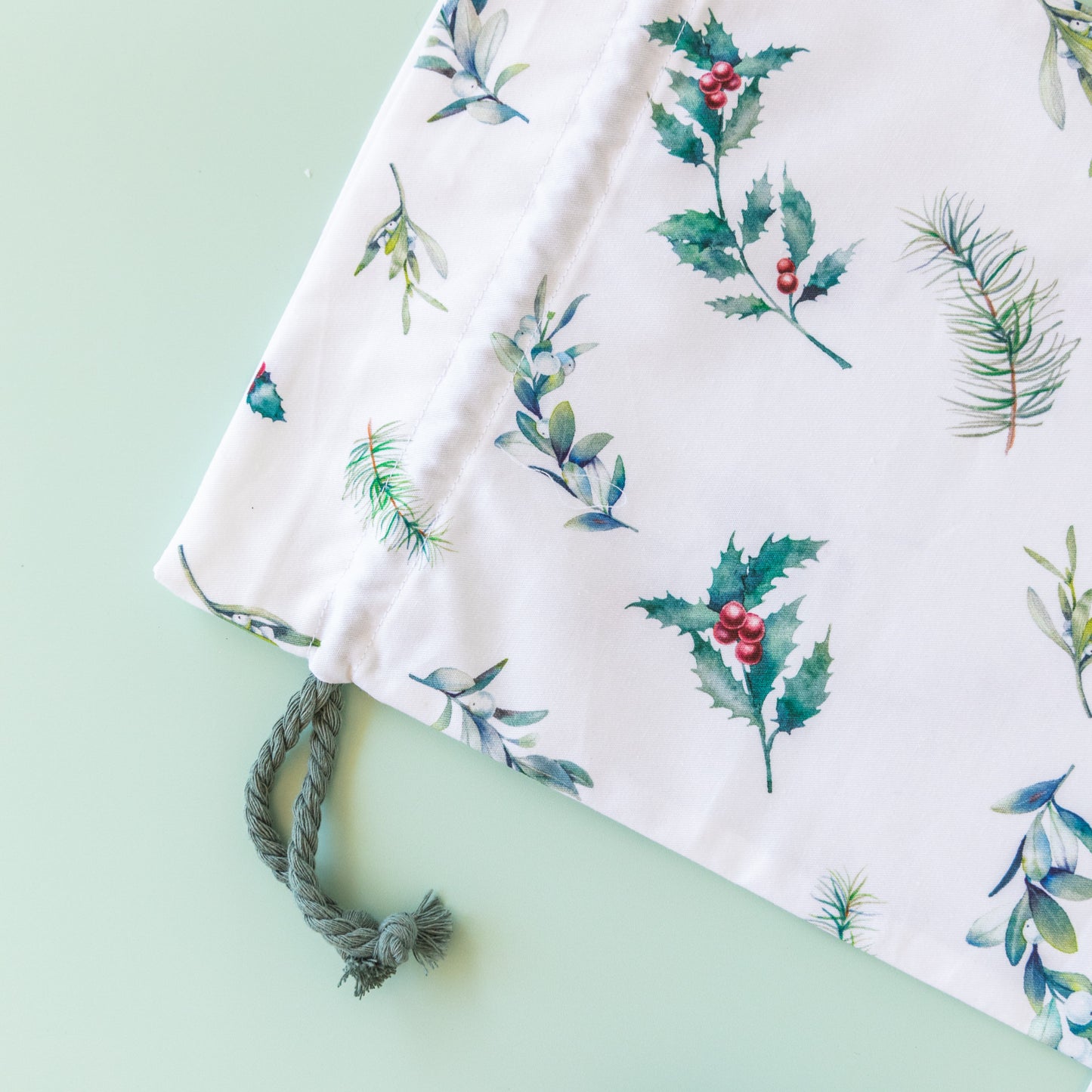 Christmas Foliage Reusable Fabric Gift Bag