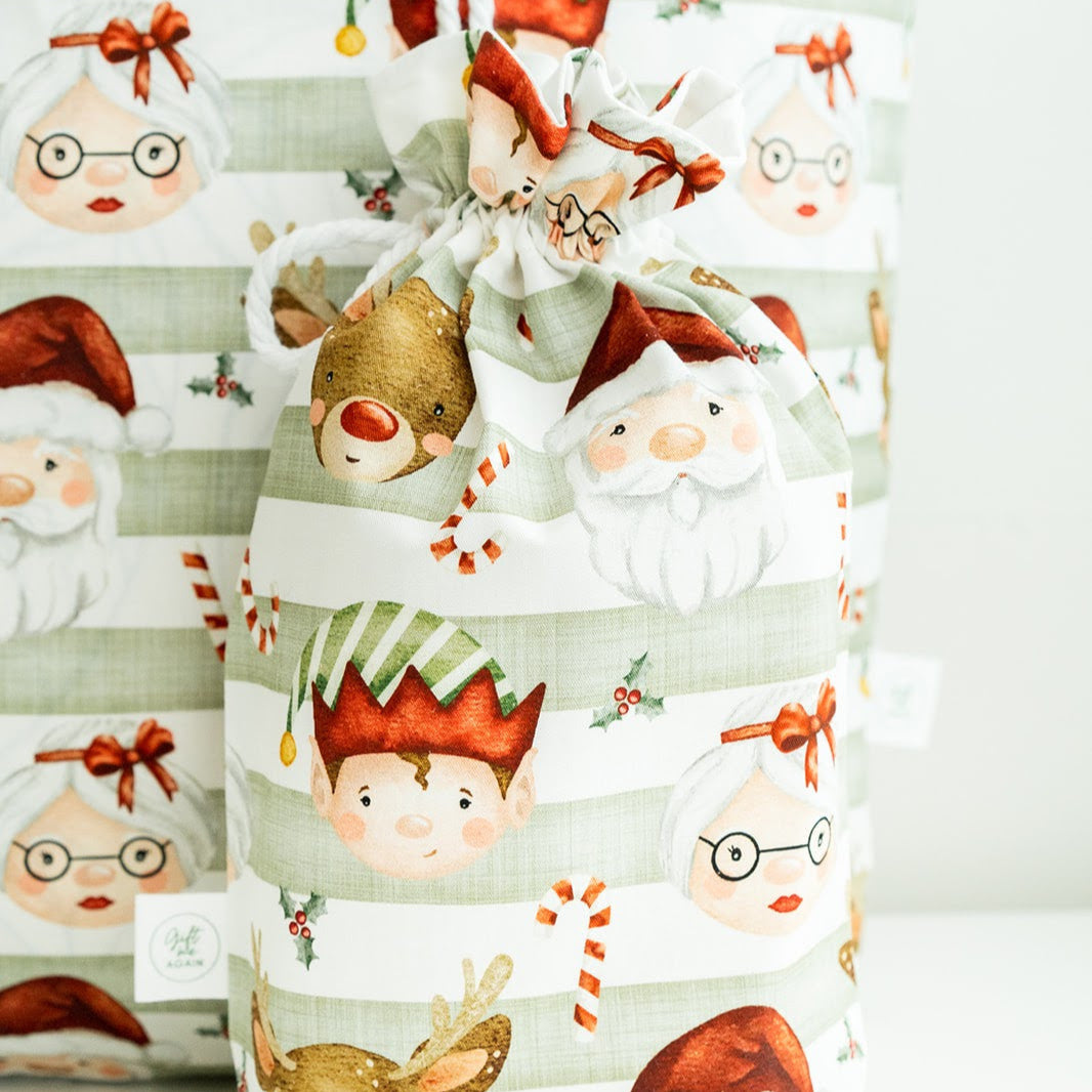 Santa Squad fabric gift bag