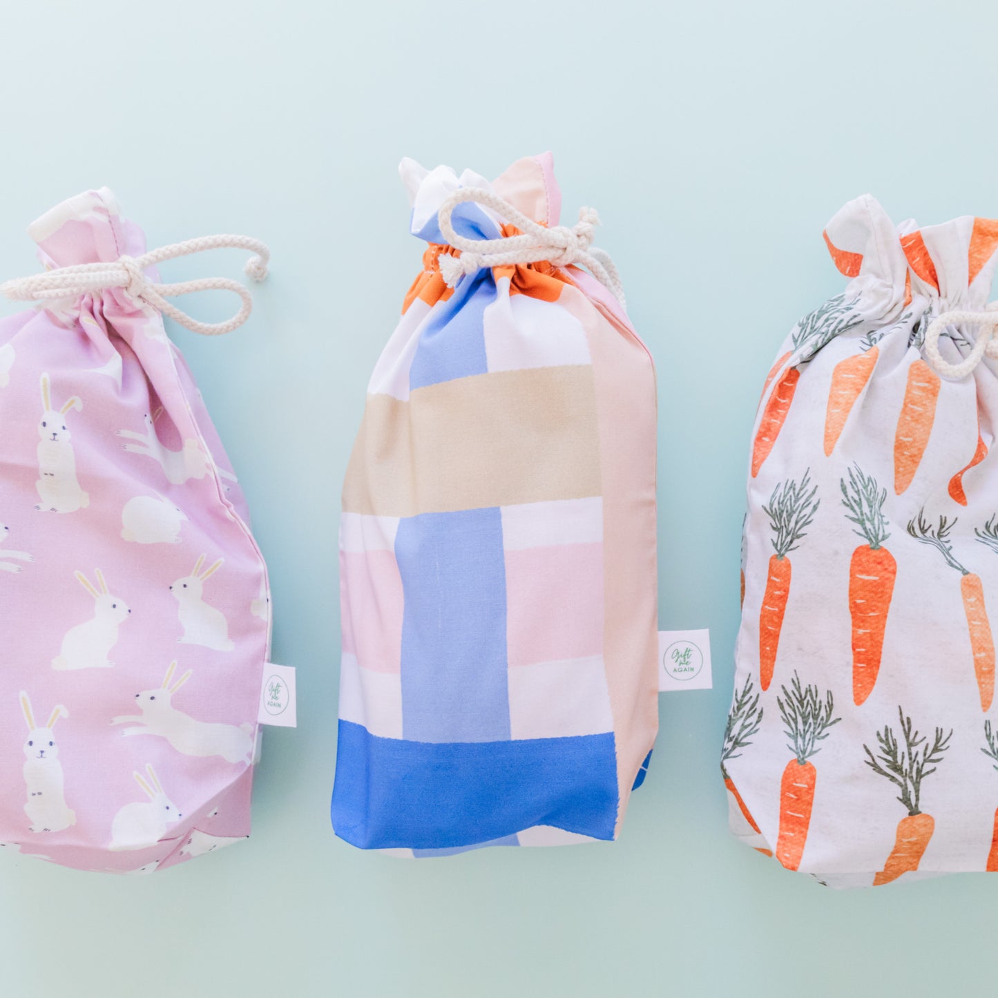 Reusable Easter Fabric Gift Bag – Bunny Blanket Print