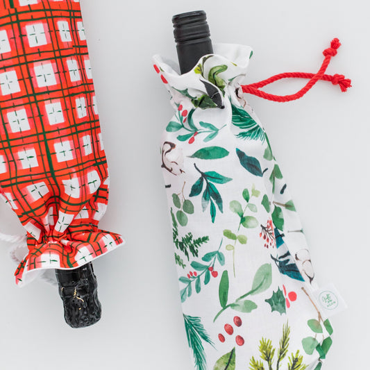 Sprigs of Christmas fabric gift bag
