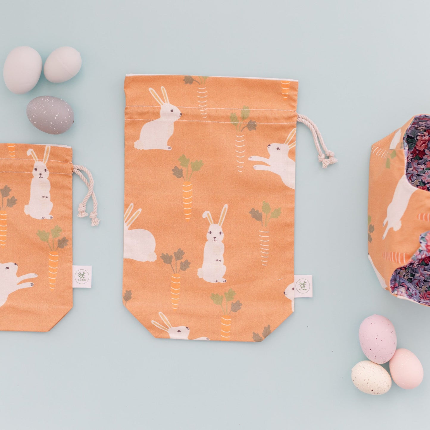 Earth Bunnies Easter fabric gift bag