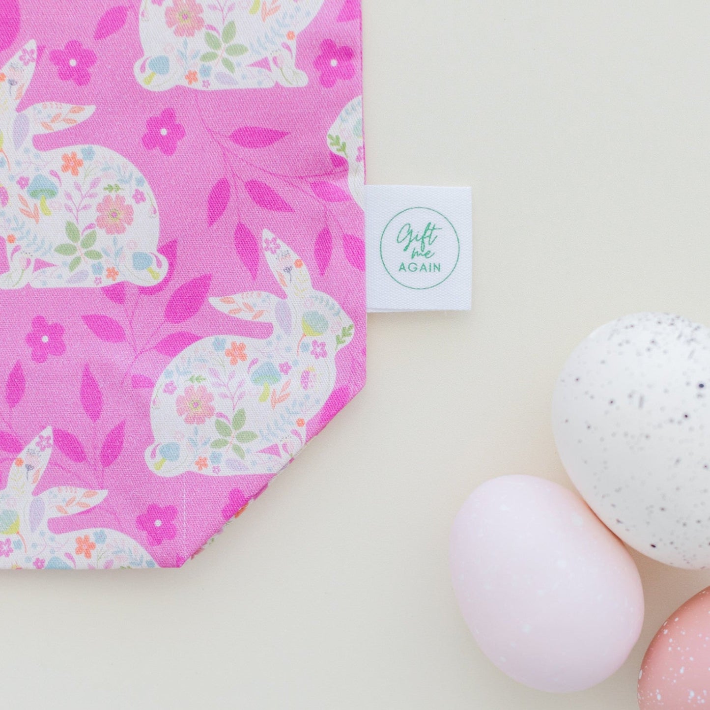 Decoupage Bunnies Easter fabric gift bag