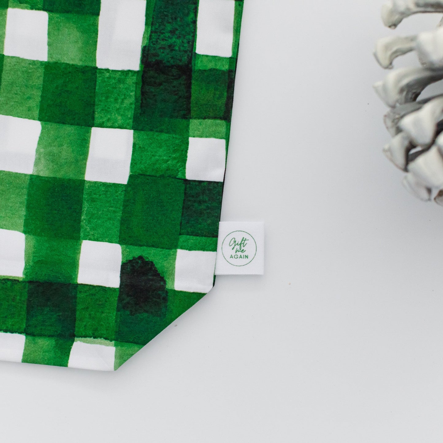 Green Gingham eco gift bag