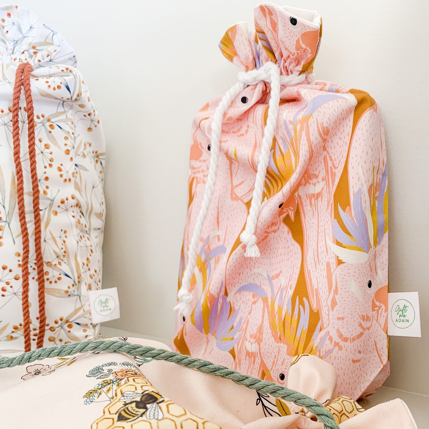 Cockatoo fabric gift bag