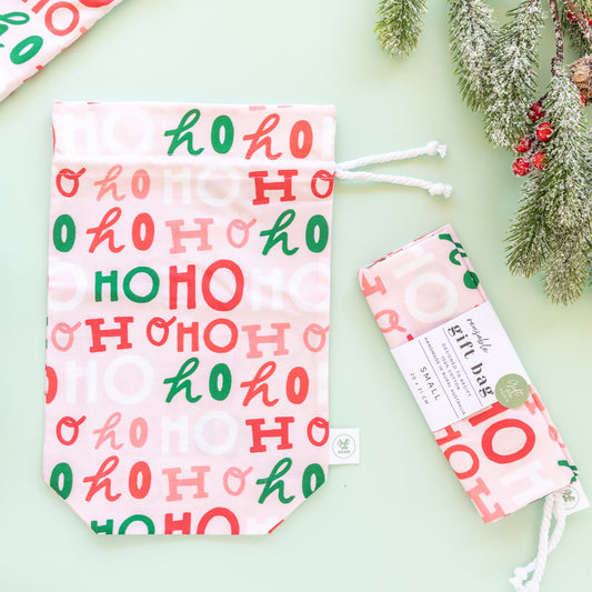 Ho Ho Ho Bold Christmas Fabric Gift Bag