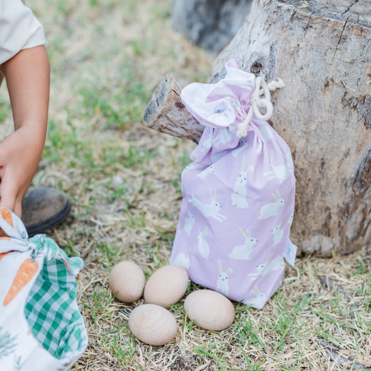 Lilac Bunnies Easter fabric gift bag