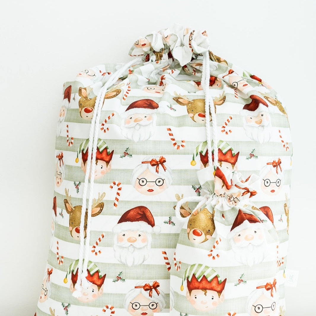 Santa Squad fabric gift bag