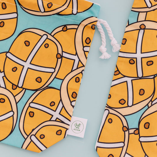 Hot Cross Buns Easter fabric gift bag