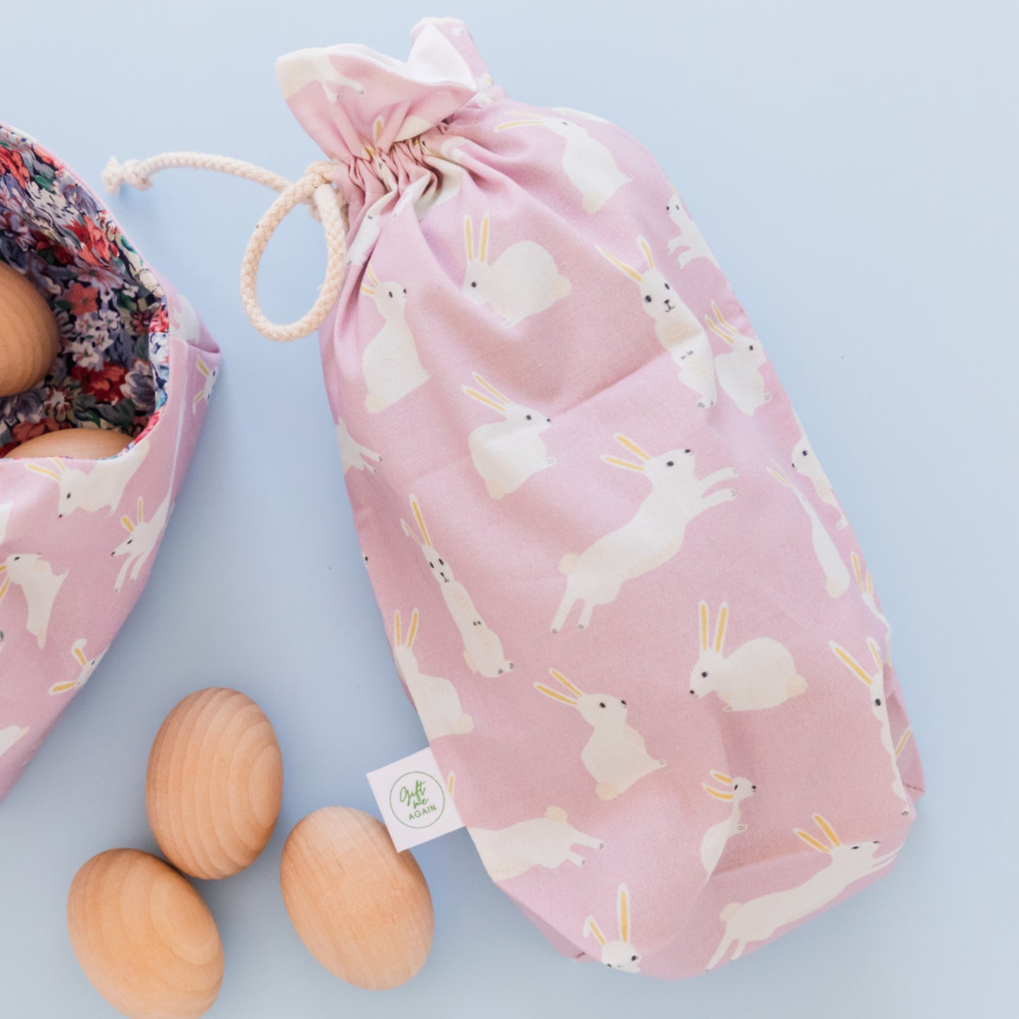 Lilac Bunnies Easter fabric gift bag