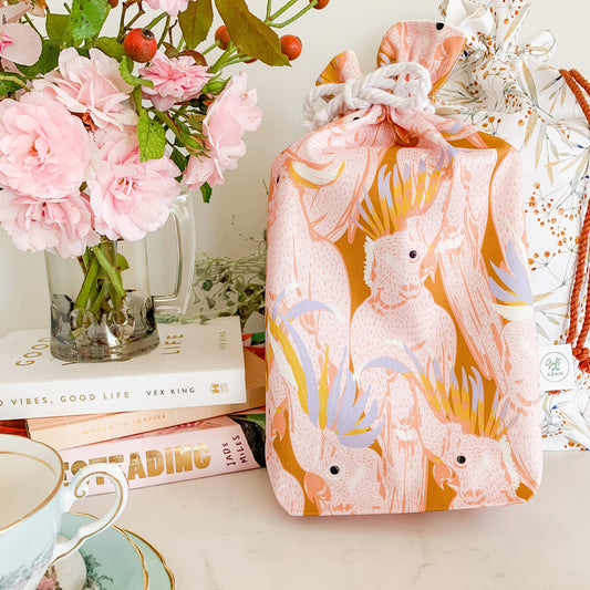 Cockatoo fabric gift bag