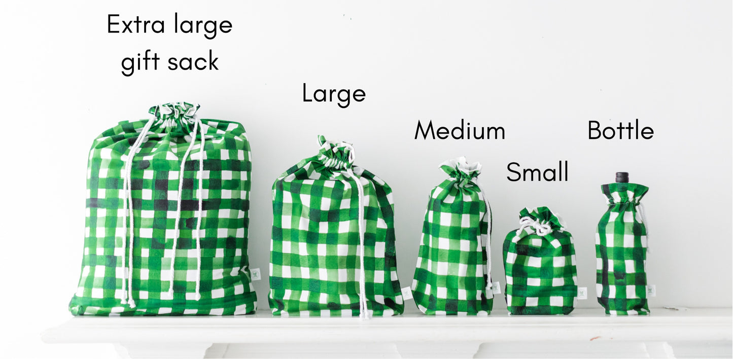Green Gingham eco gift bag