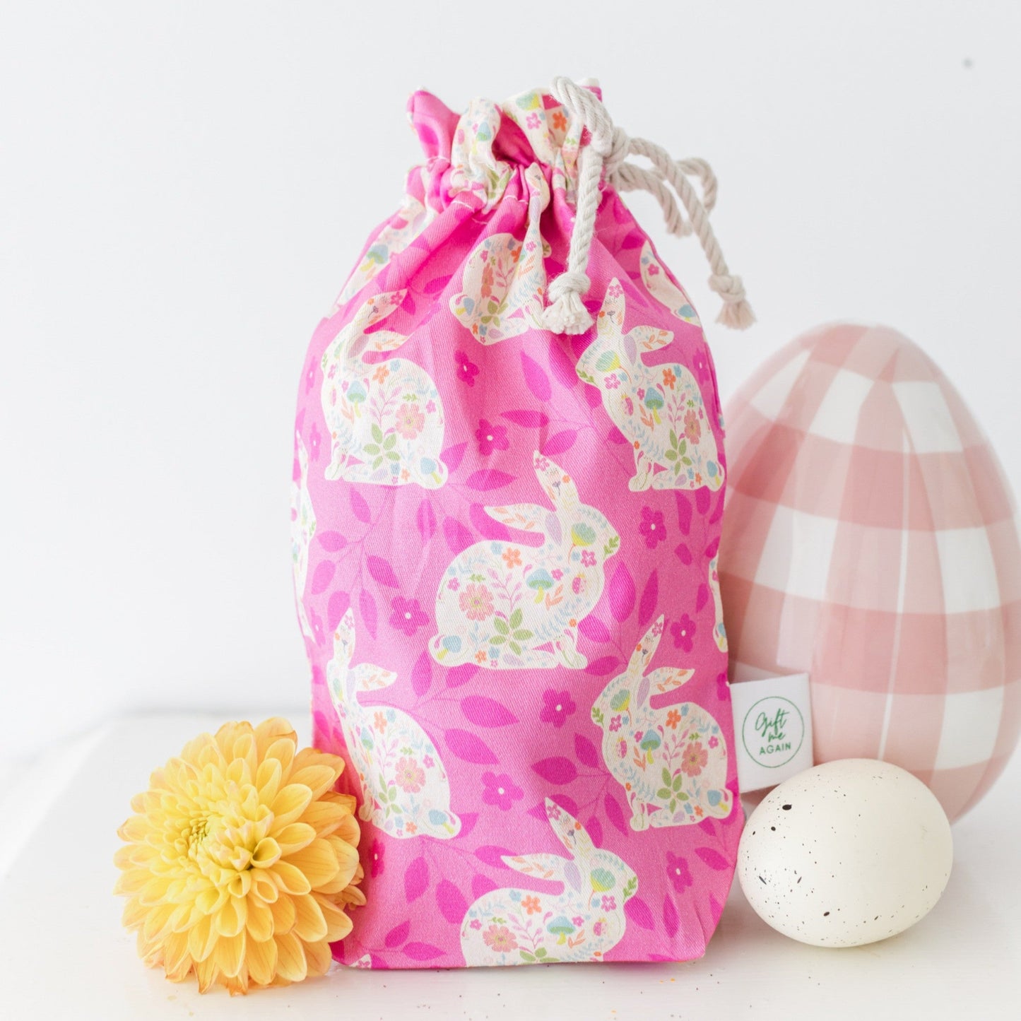 Decoupage Bunnies Easter fabric gift bag