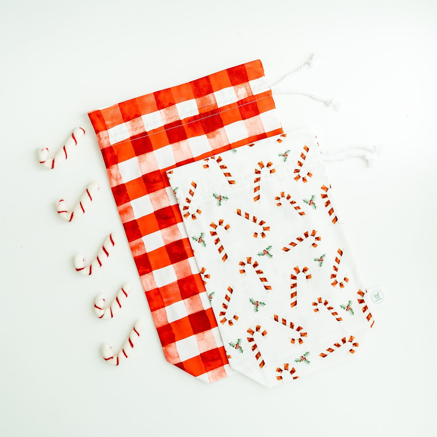 Candy Canes fabric gift bag