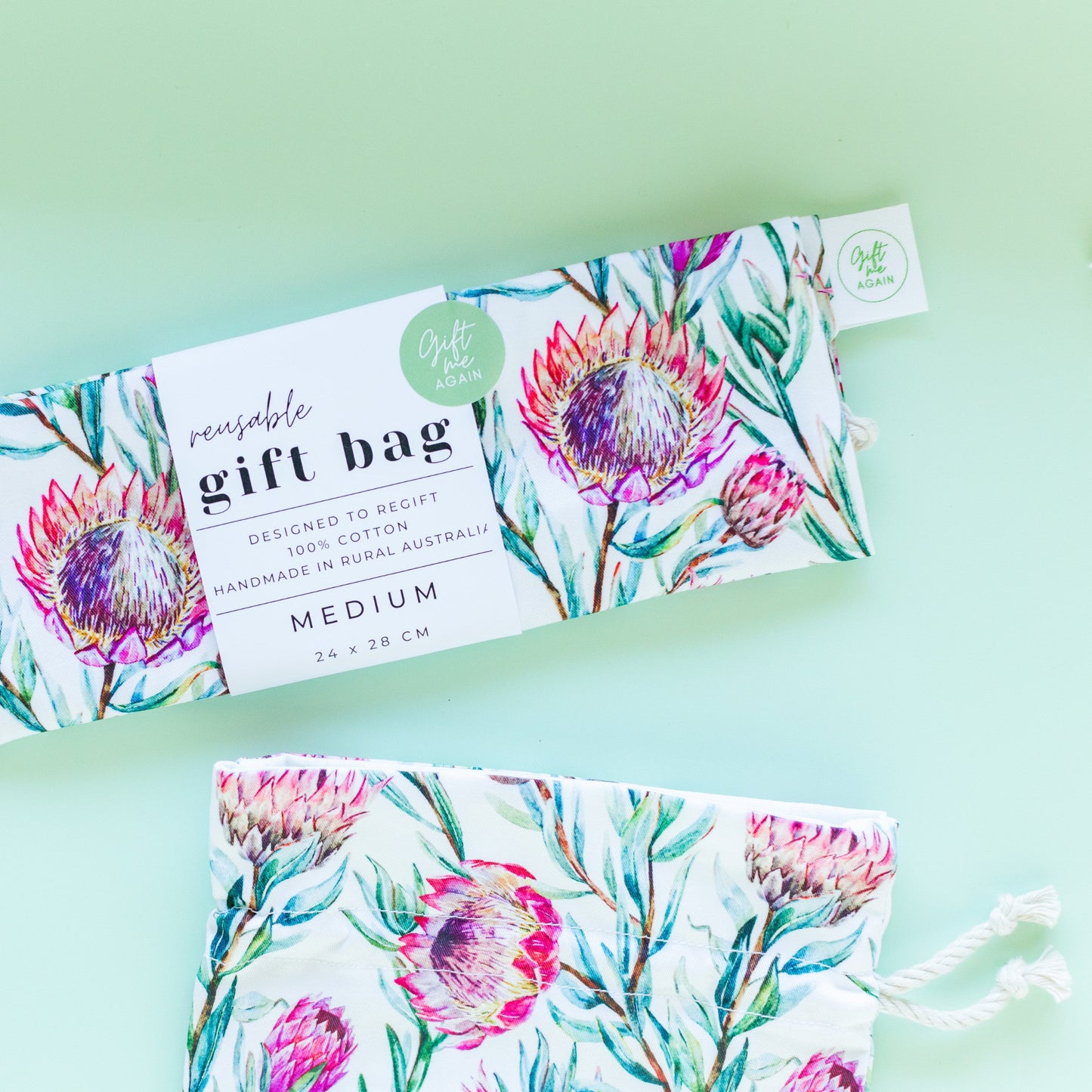 King Protea fabric gift bag