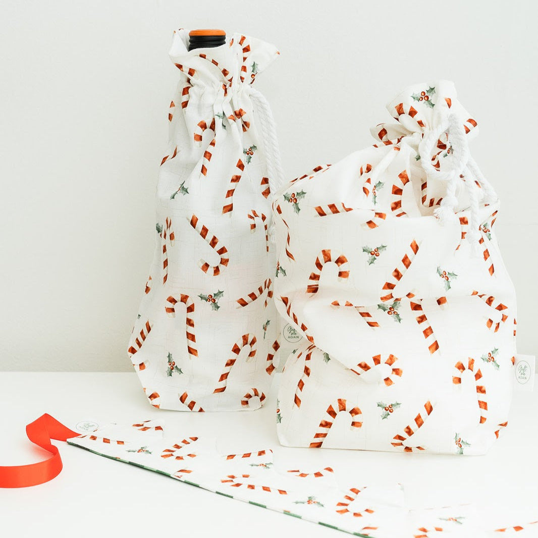 Candy Canes fabric gift bag