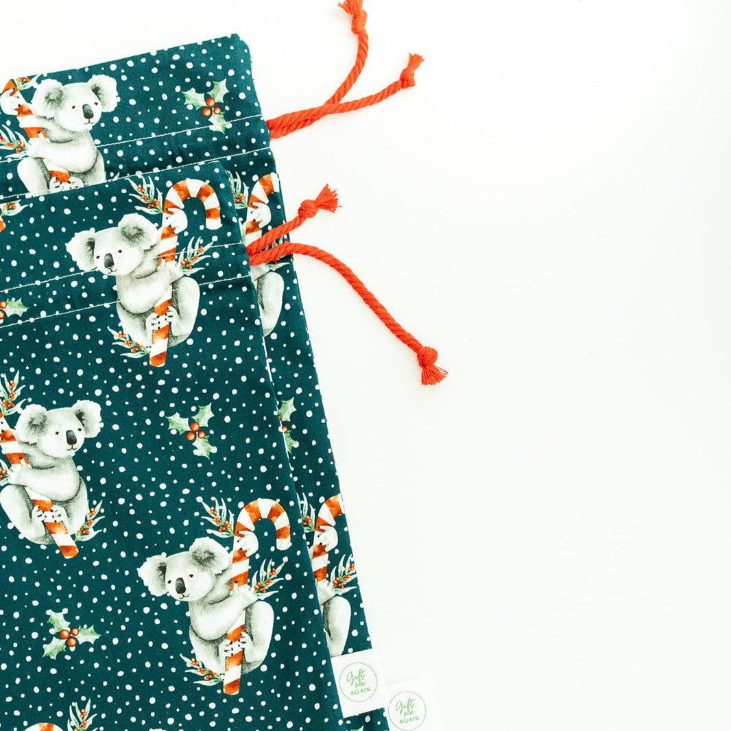 Christmas Koalas fabric gift bag