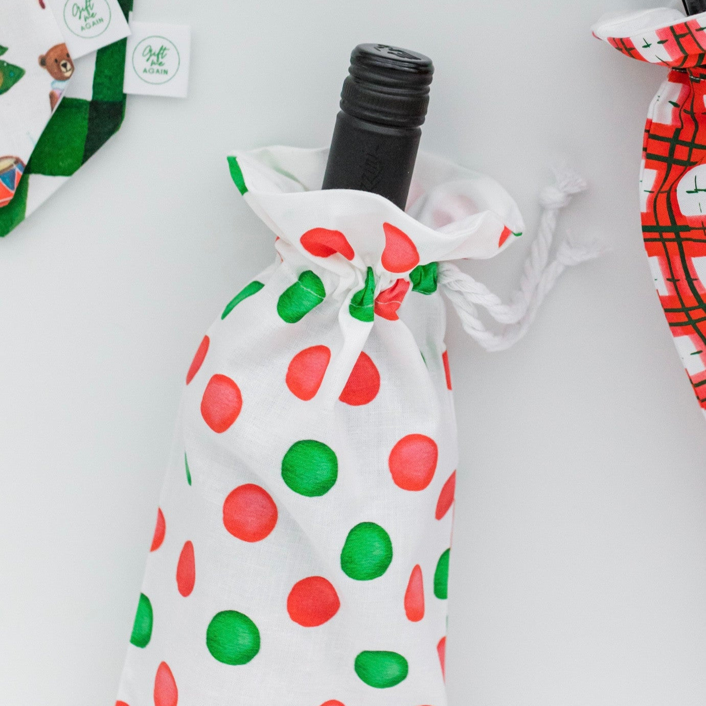 Christmas Spots fabric gift bag