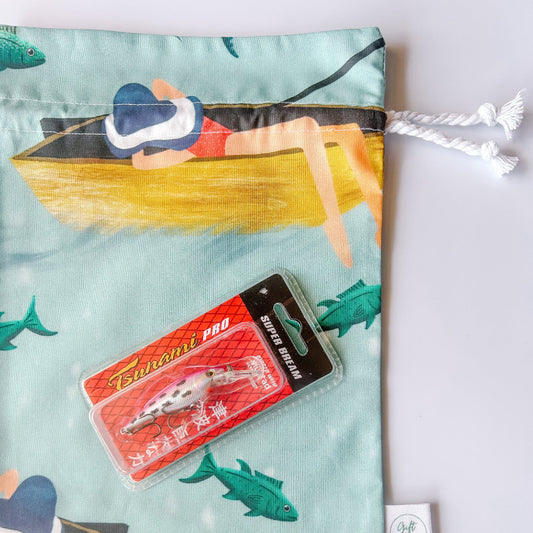 Gone Fishing fabric gift bag