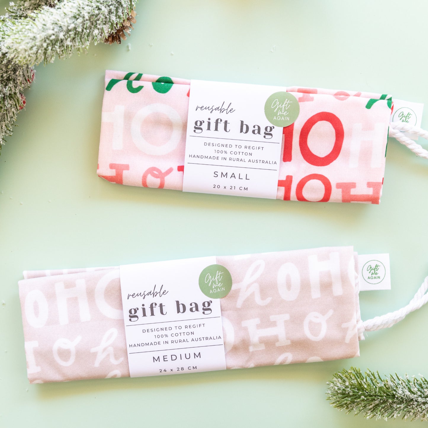 Ho Ho Ho Bold Christmas Fabric Gift Bag