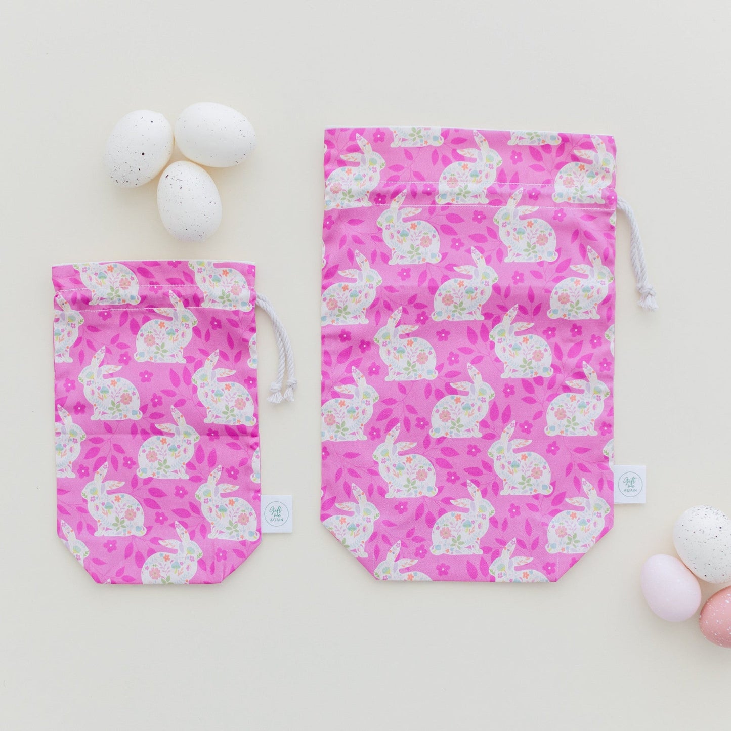 Decoupage Bunnies Easter fabric gift bag