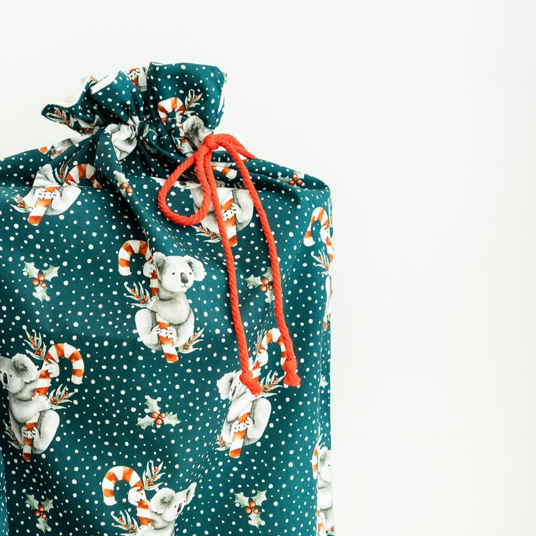 Christmas Koalas fabric gift bag