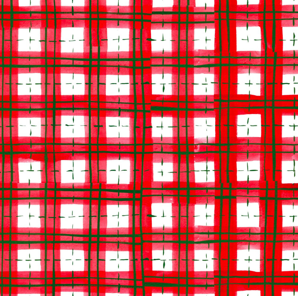 Christmas Check Reusable Fabric Gift Bag