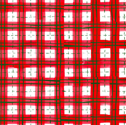 Christmas Check Reusable Fabric Gift Bag