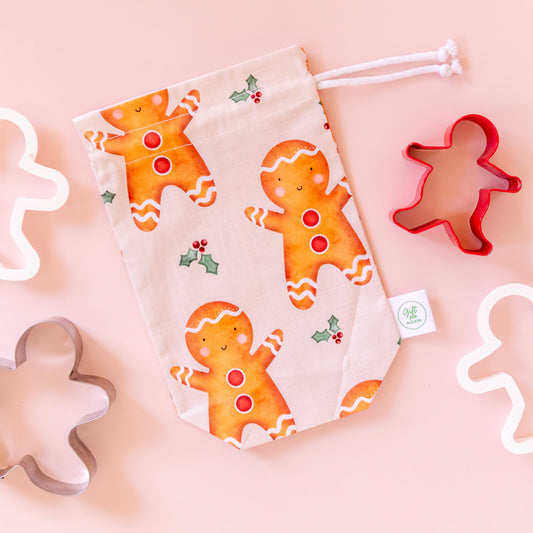 Gingerbread Christmas Fabric Gift Bag