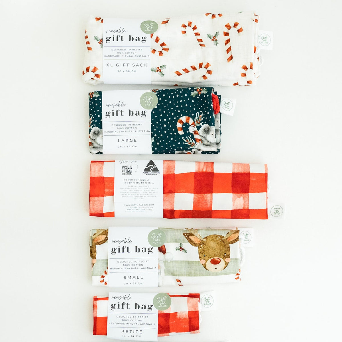 Reusable Gift Bag Starter Pack – 5 Sizes