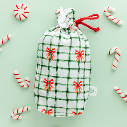 Christmas Bows Fabric Gift Bag